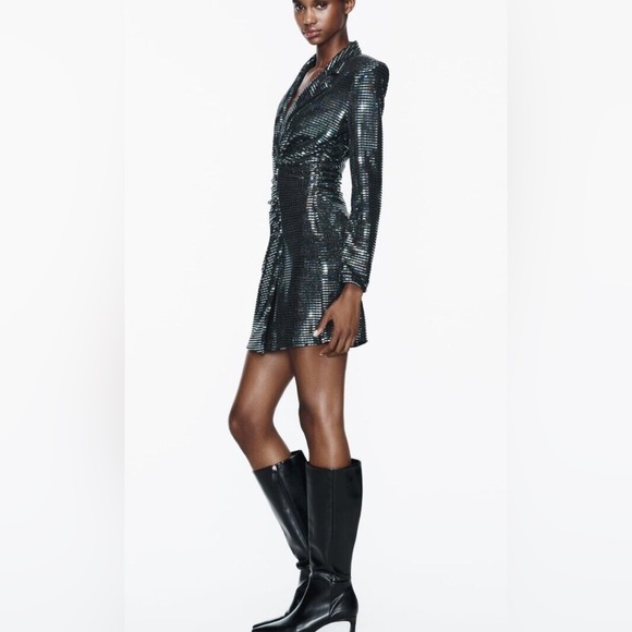 ZARA ~ Iridescent Mirrored Blazer Dress - Picture 5 of 15